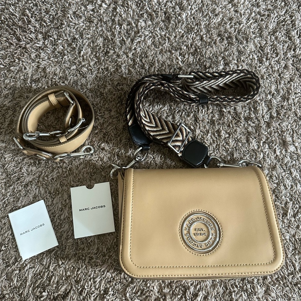 Marc Jacobs Tan Crossbody Bag with Patterned Strap